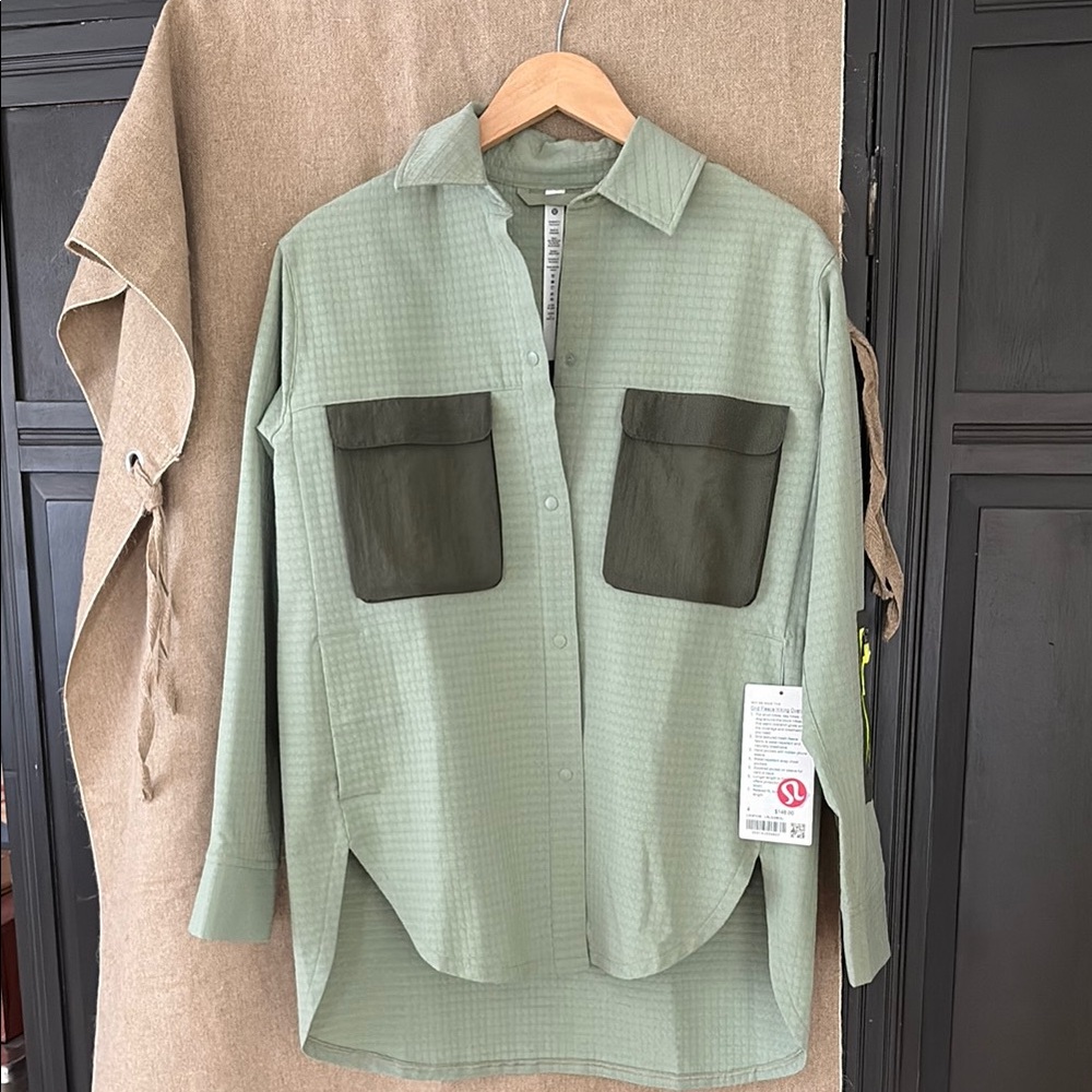 Lululemon Women's Grid Fleece Green Hiking OverShirt New with Tags
